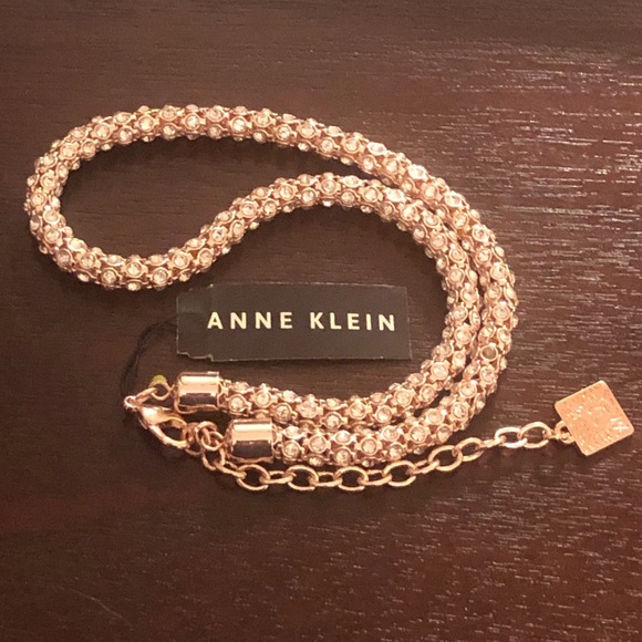 Anne Klein Rose Gold Tone Pave Crystal Necklace - Picture 15 of 16